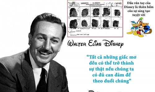Walt Disney là người có chủng vân tay Peacok Eye và  Arch