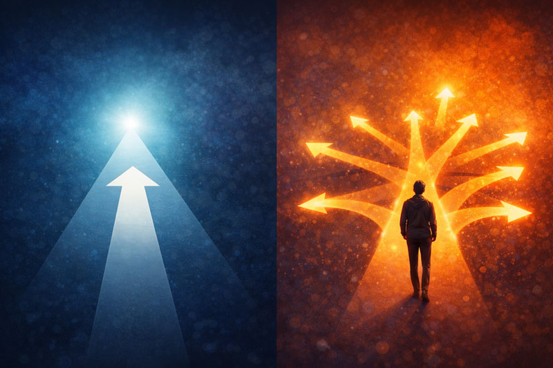 Minh họa sự khác biệt giữa tư duy một chiều và tư duy đa chiều của người WD