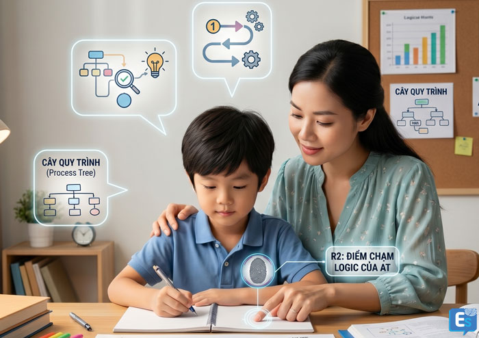 Cha mẹ kiên nhẫn hướng dẫn trẻ có chủng vân tay AT học theo sơ đồ hệ thống