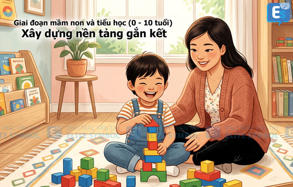 Cha mẹ quan sát và đồng hành cùng trẻ mầm non phát triển tư duy qua các trò chơi xếp hình.