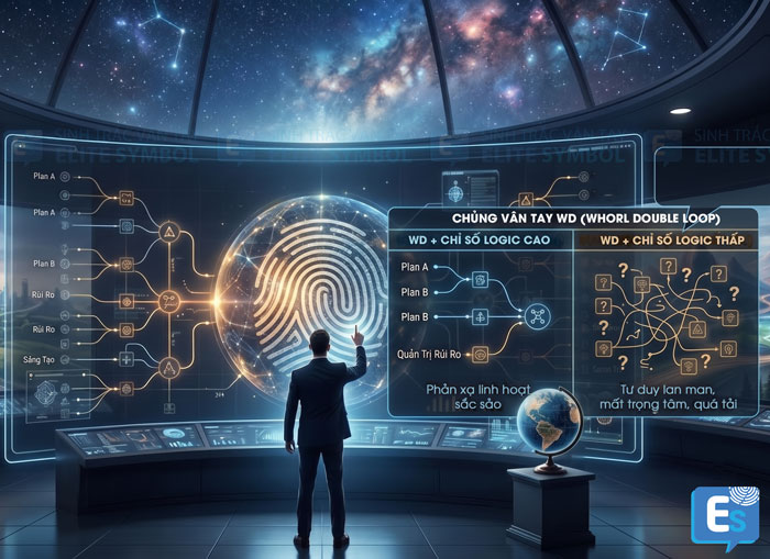 Sơ đồ kết nối tư duy logic ngón R2 và chủng vân tay Wd đại bàng đa mục tiêu