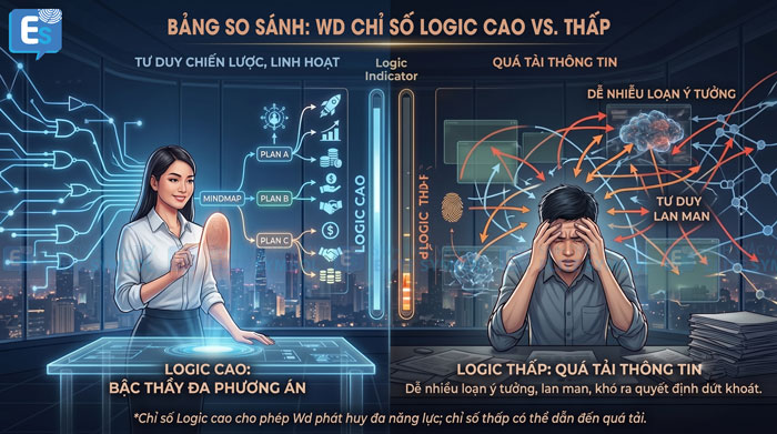 So sánh biểu hiện chỉ số logic cao và thấp ở chủng vân tay Wd ngón R2
