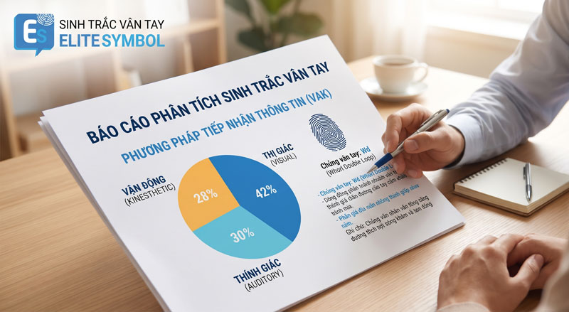 Bản báo cáo sinh trắc vân tay Elite Symbol đo lường kênh tiếp nhận VAK cho trẻ Wd